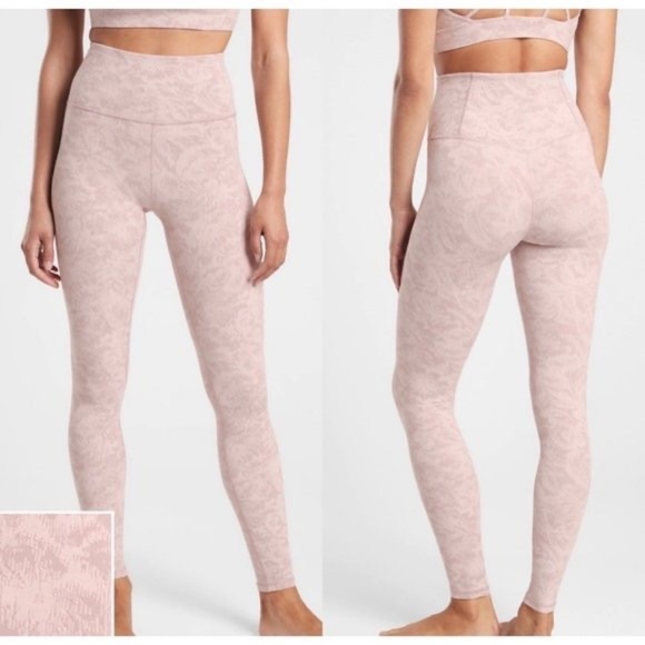 Athleta Womens Elation Textured Tight Pink Frost Floral Medium - Picture 1 of 8